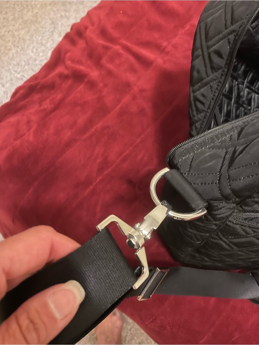 Vera Bradley Black Quilted Travel Bag Tote - Picture 8 of 9
